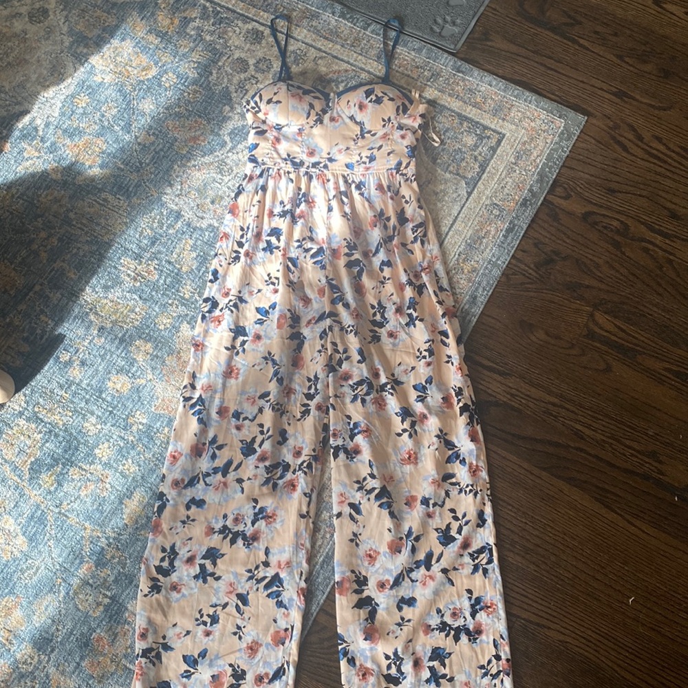 Floral bustier jumpsuit